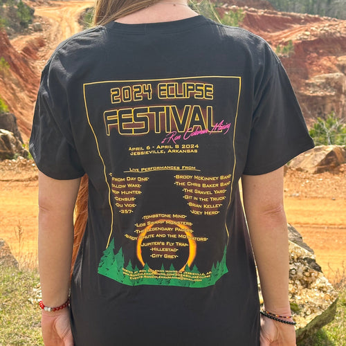 Black T Shirt With Band LIneup For 2024 Eclipse Festival At Ron Coleman Mining