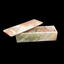 Load image into Gallery viewer, Green Onyx Domino Set Carved Onyx Case Board Game
