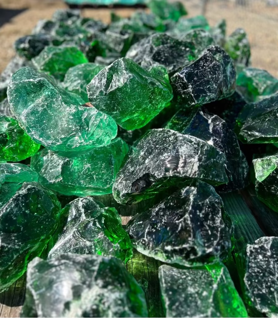 View Of Large Green Cullet Glass Also Known As Slag Glass
