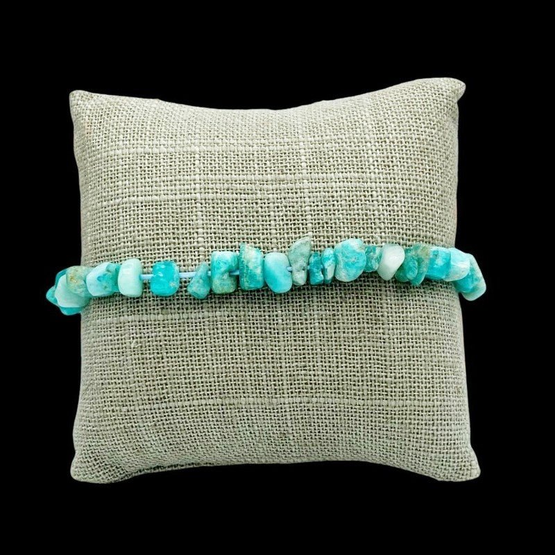 Amazonite Chip Bracelet on Burlap Bracelet Display