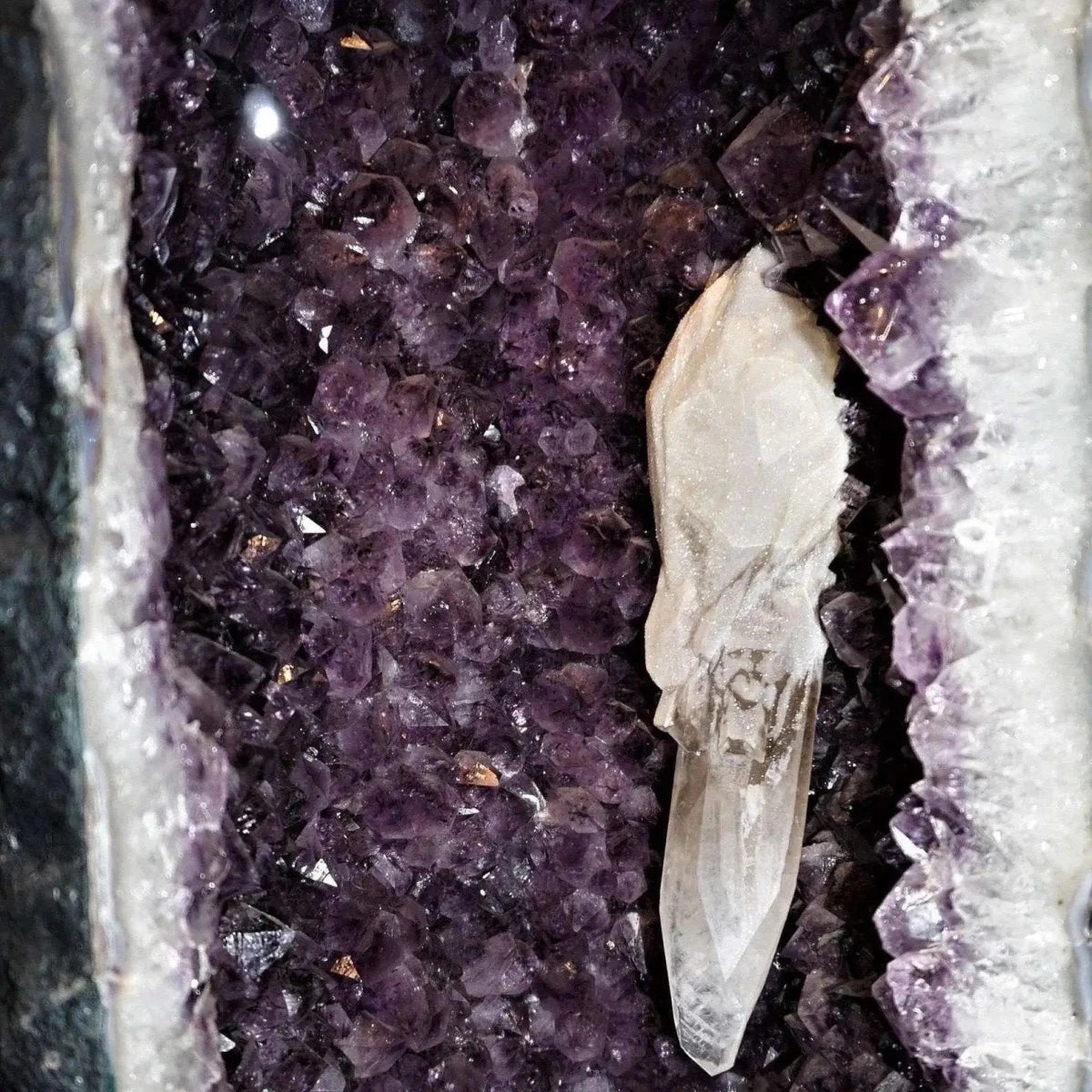 Close Up Calcite WIthin Amethyst Geode