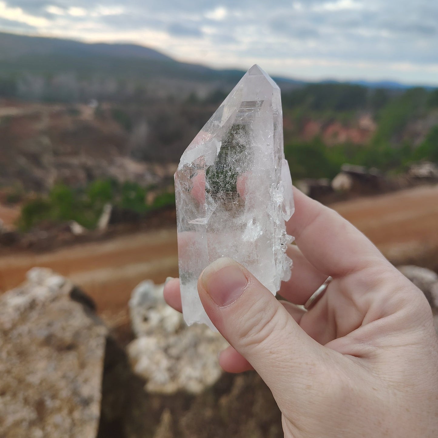 This is the right side of this Quartz crystal point.