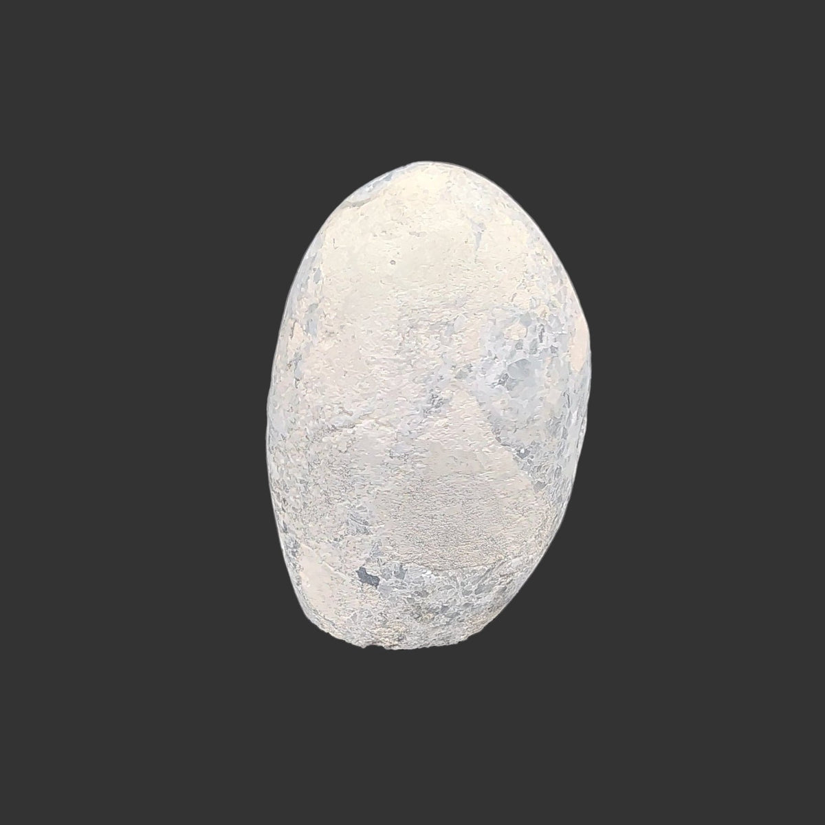 The back side of this blue celestite geode smooth and natural.