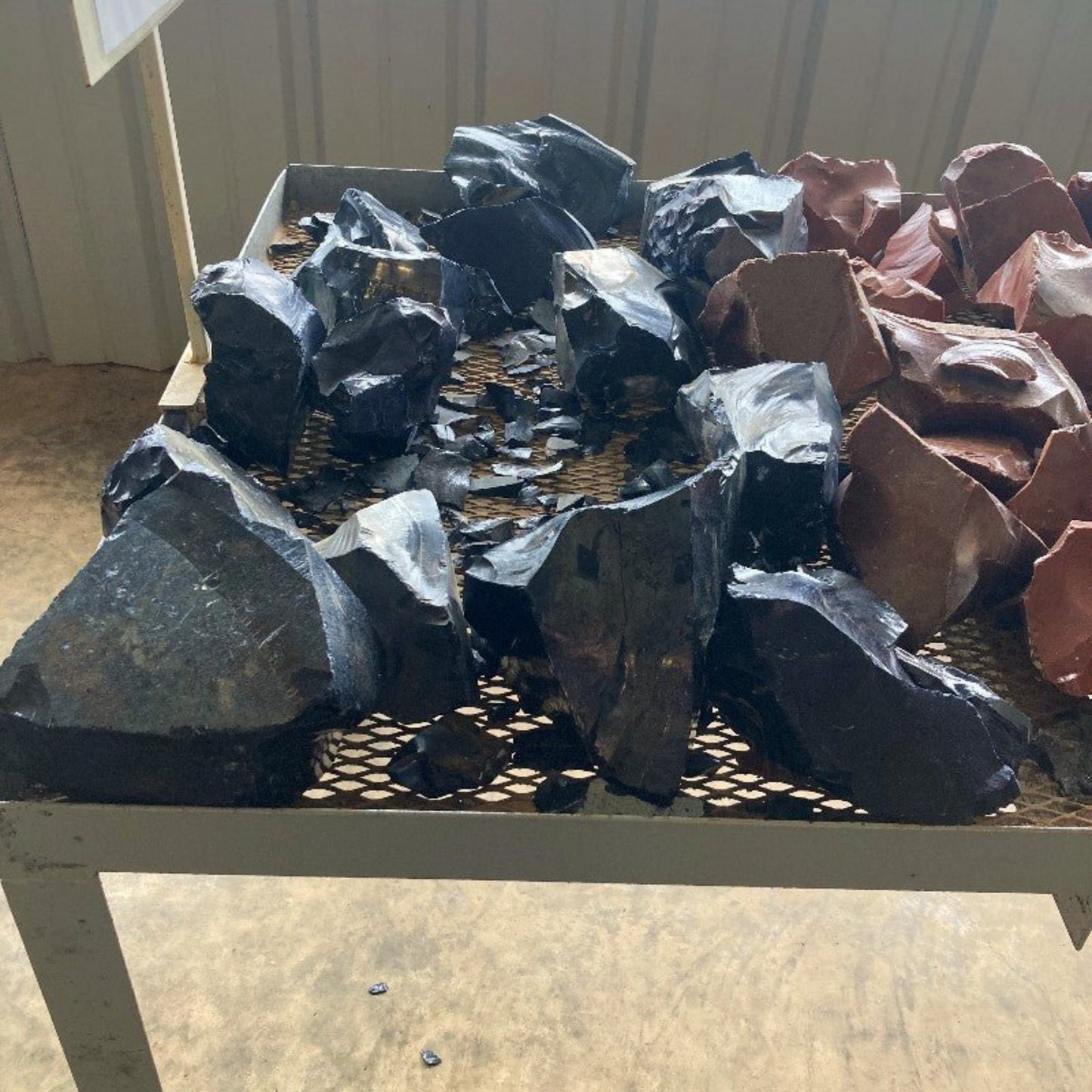 Blue Goldstone Glass on a table Uncut $12 Per Pound