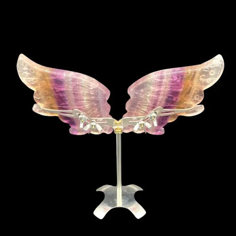 Alternative View Of Carved Fluorite Butterfly Wings On Stand