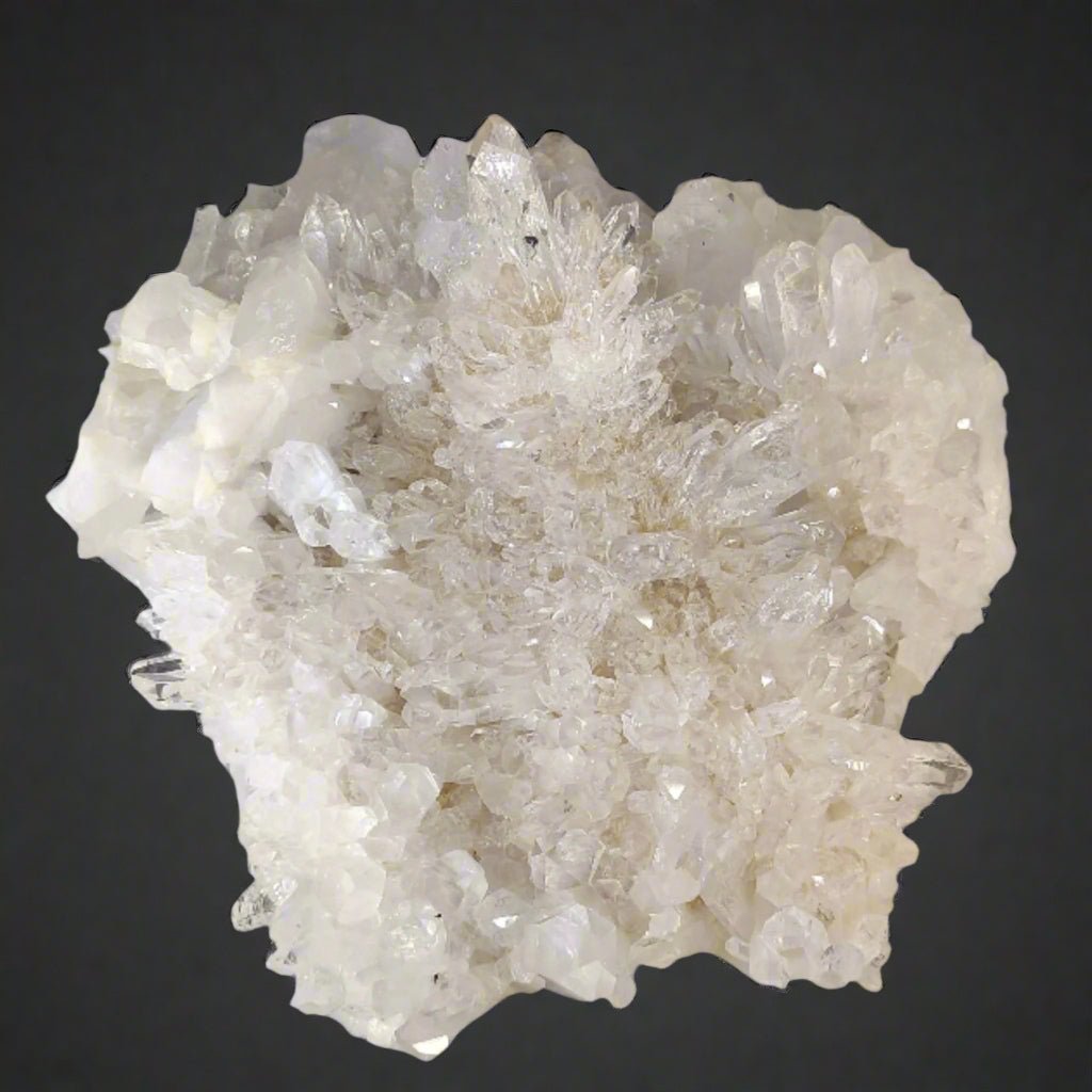 This is a close up of the top view of the many quartz crystal points