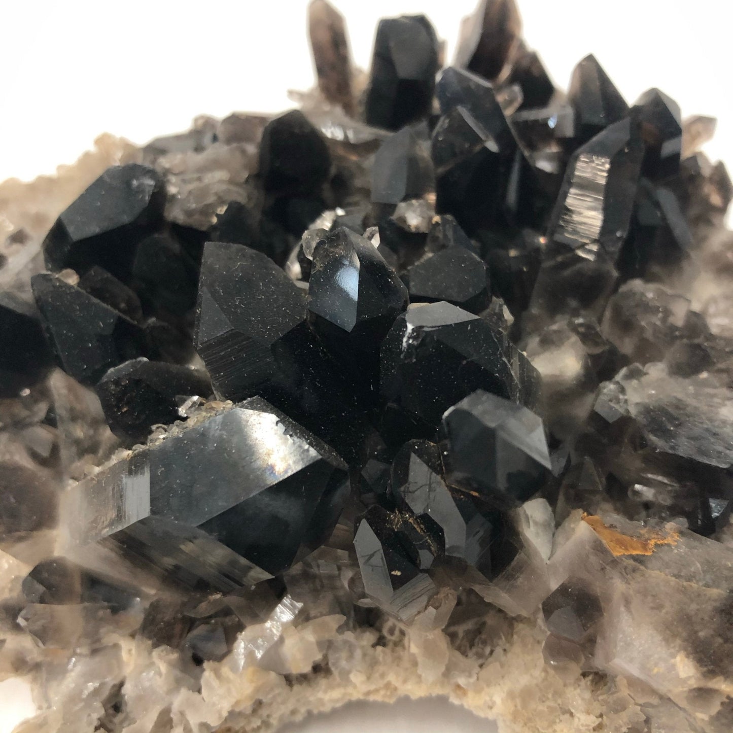 Close Up Enhanced Smokey Quartz Crystal Cluster