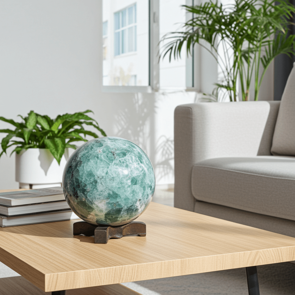 Fluorite Sphere Large 14 Inch Carved Fluorspar