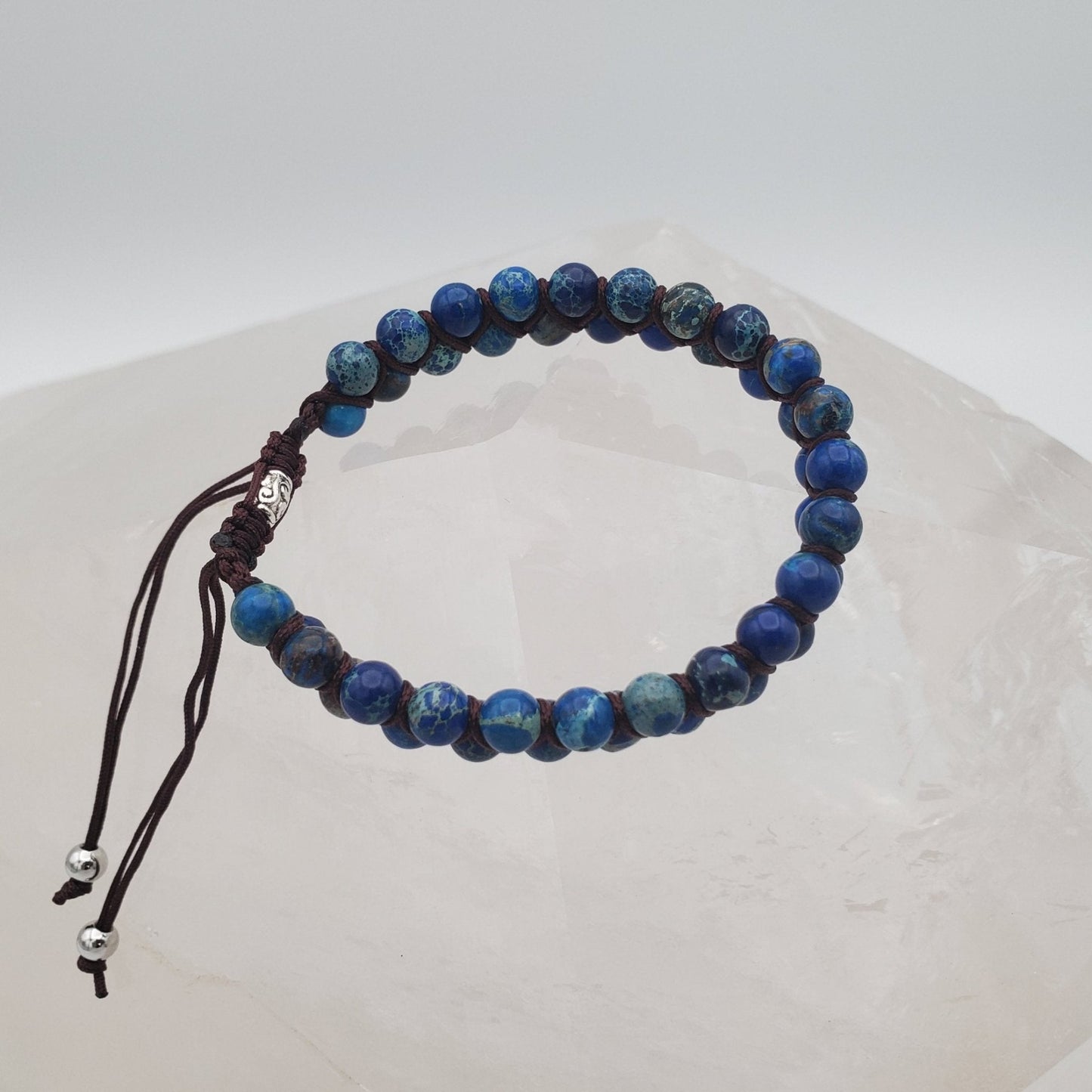 Blue Jasper Double Beaded Bracelet Adjustable