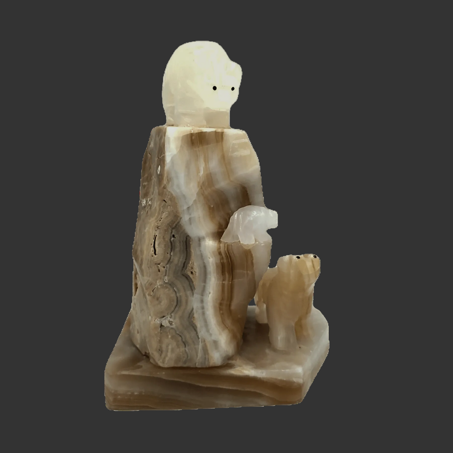Lamp Tabletop Lighting Carved Onyx Stone Three Bears Cabin Decor