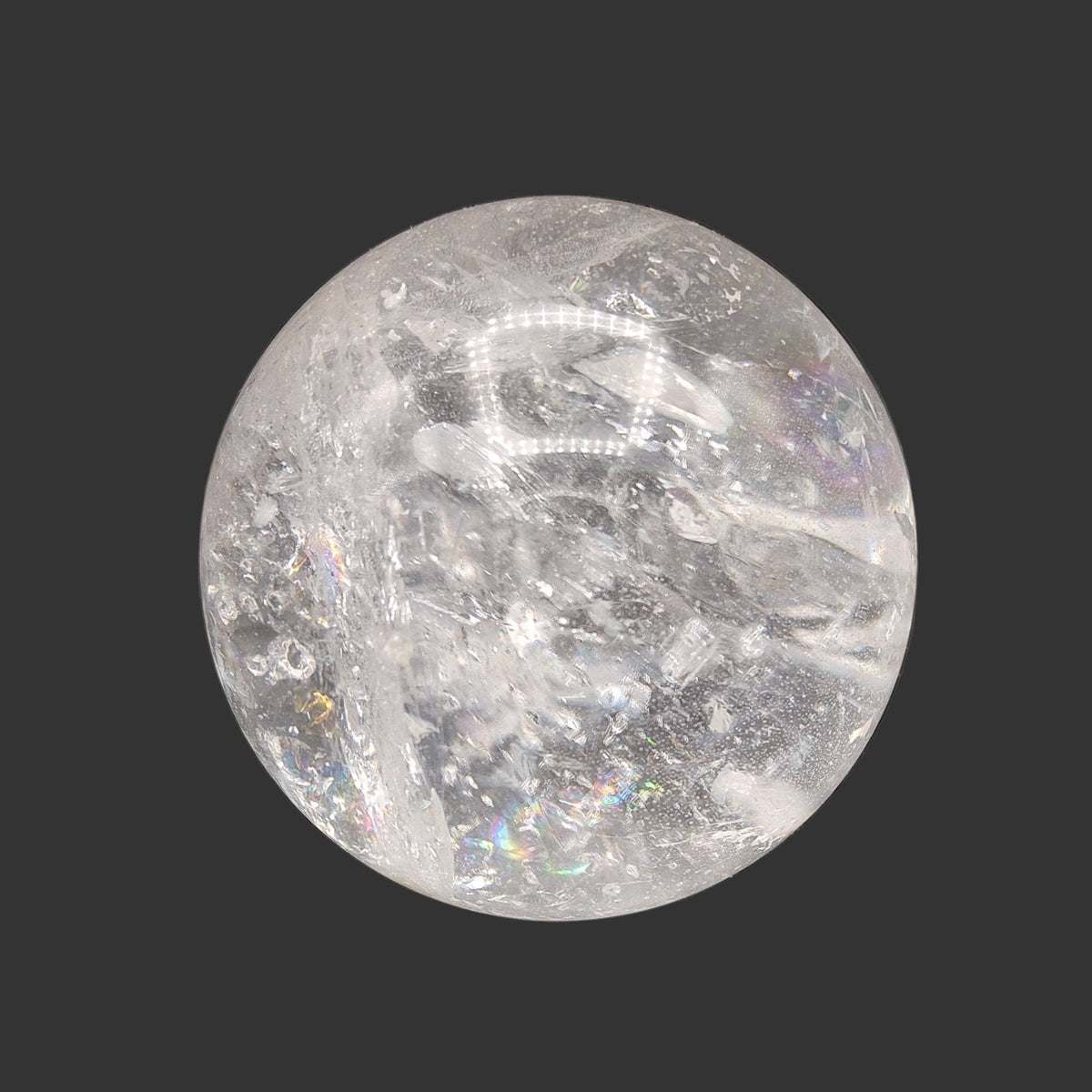 This is the back side of this polished quartz crystal ball.