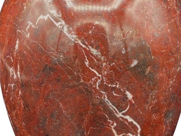 Close Up of Red Onyx Vase Showing The Veins