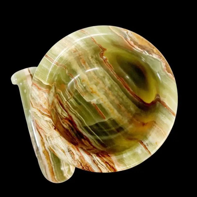 Top View Of Banded Onyx Mortar And Pestle Showing The Bowl