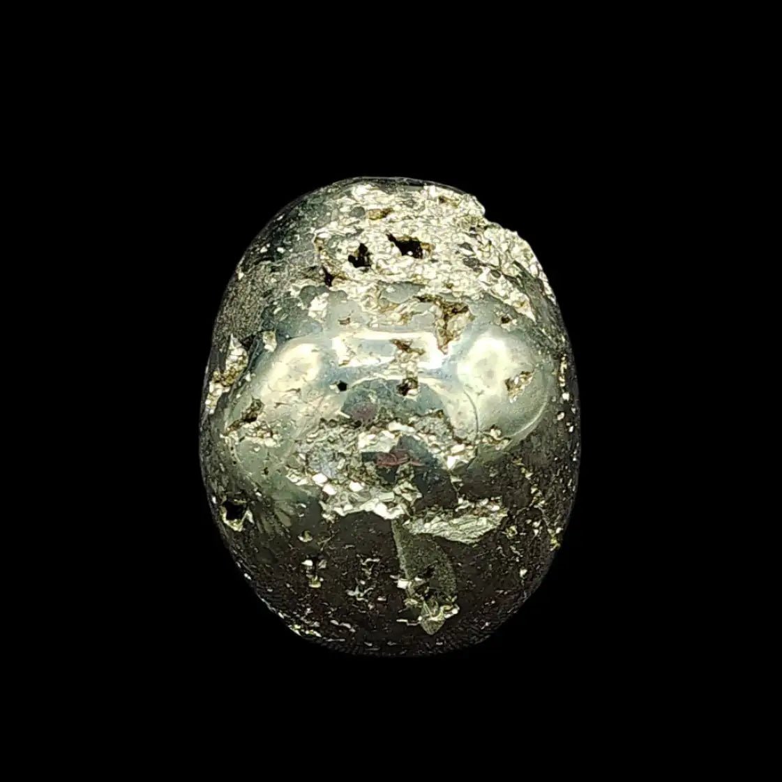 This is the back side of this polished Pyrite skull