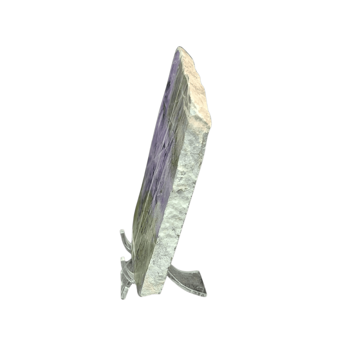 This is the side view of this purple opal slab