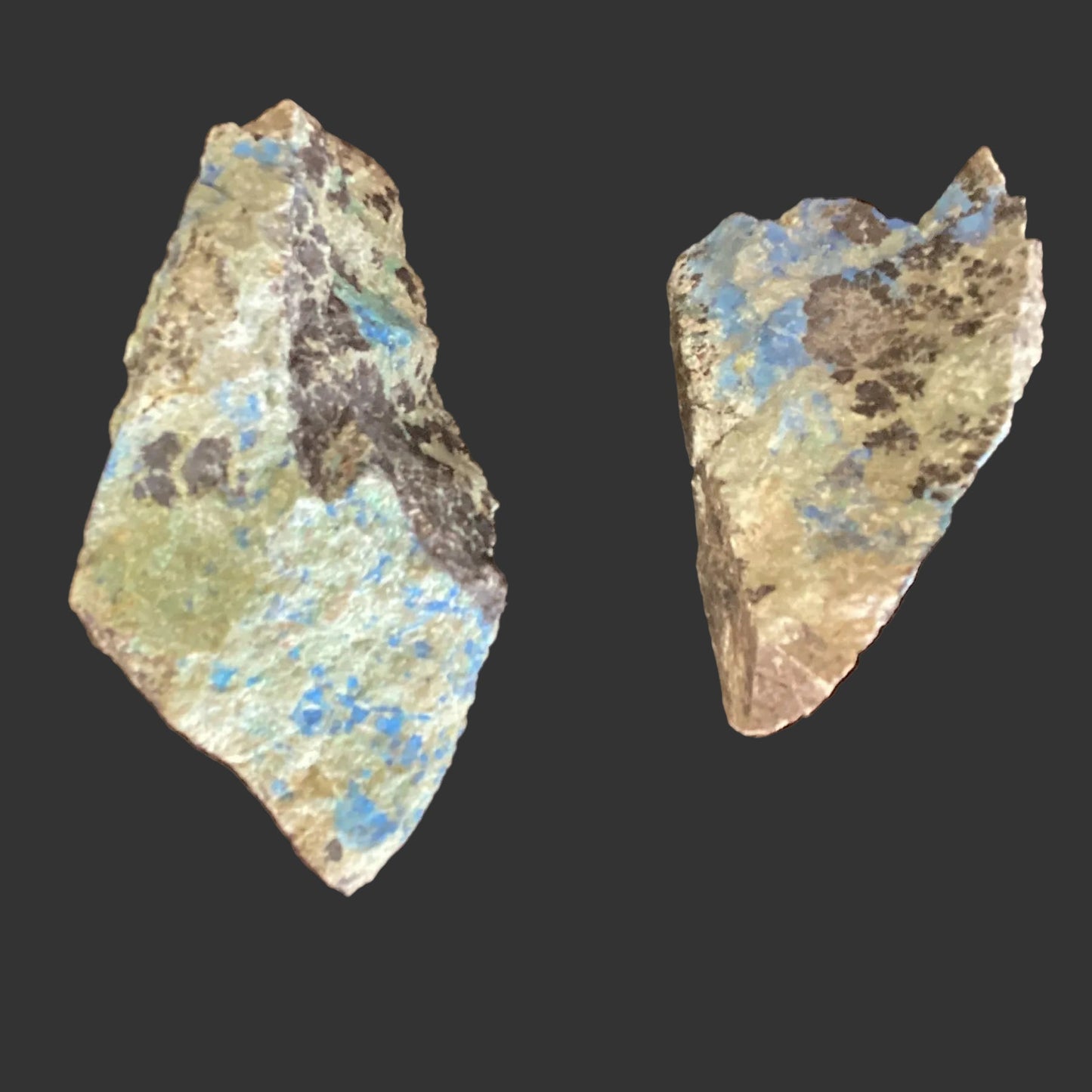 2 Raw Azurite with Malachite Stones