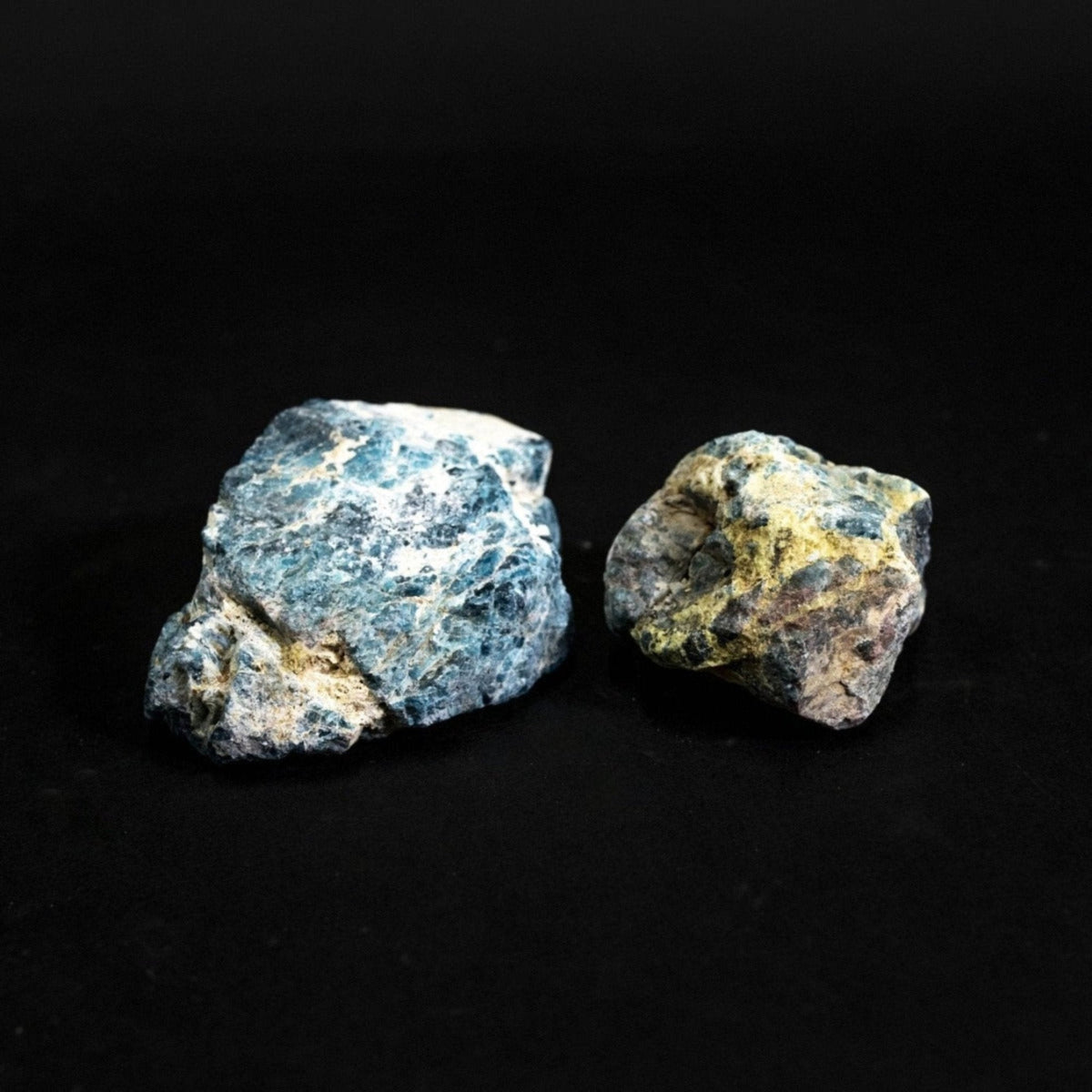 Two Blue Apatite Rock Specimen