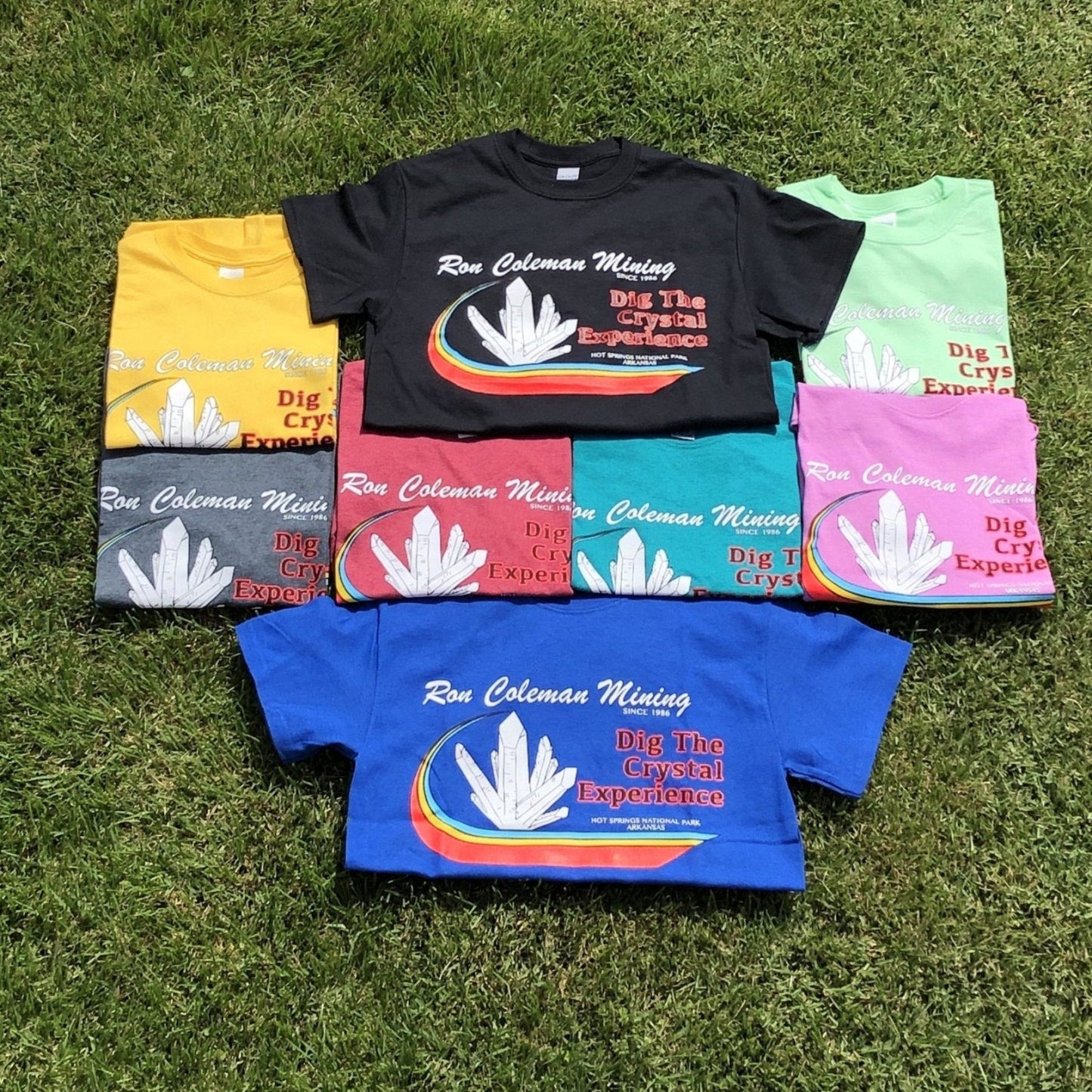 Ron Coleman Mining Souvenir T-Shirts Black, Yellow, Mint Green, Gray, Red, Turquoise, Pink, Royal Blue