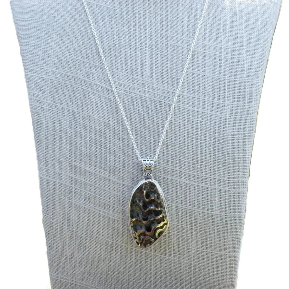 Ammonite Pendant On Sterling Silver Chain