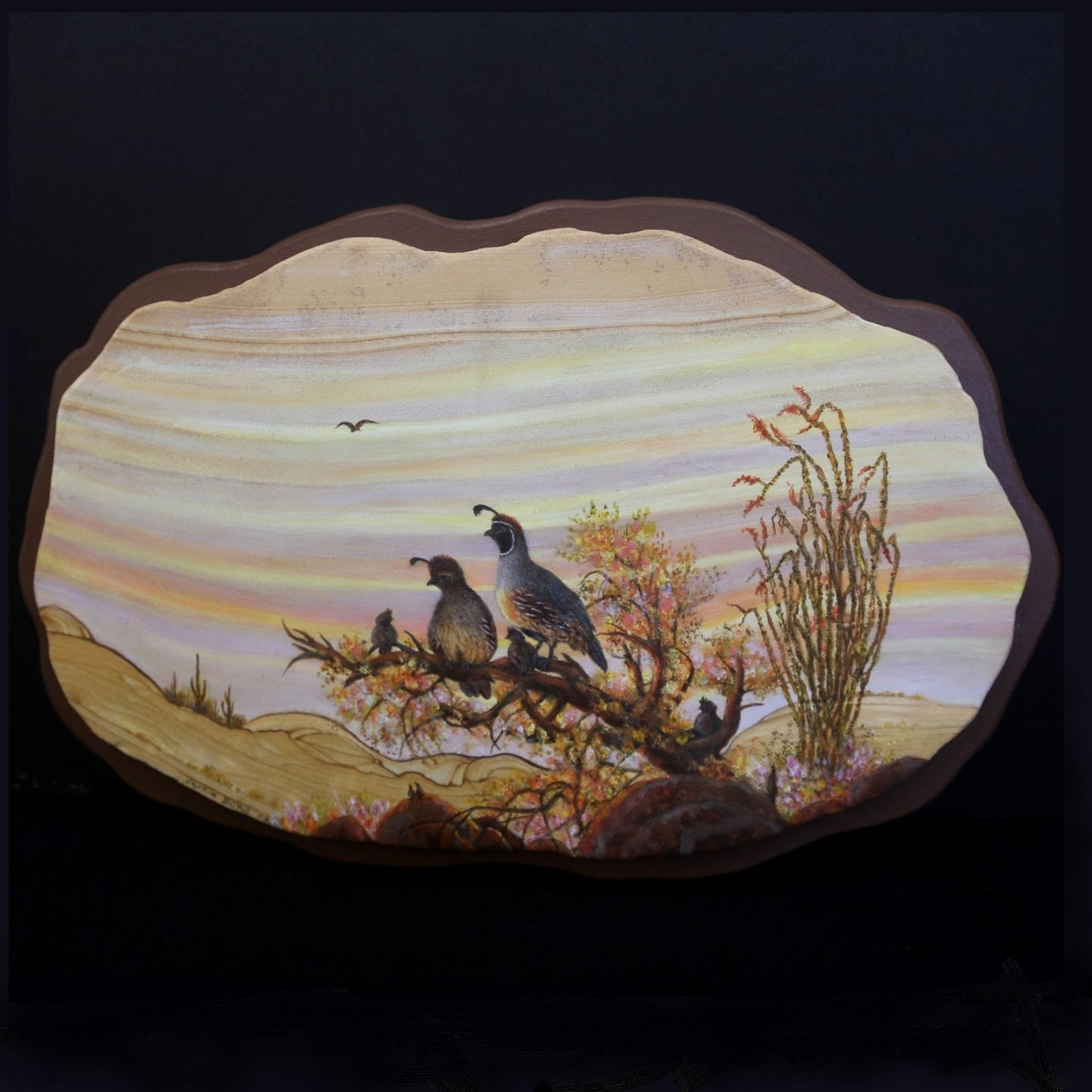 Sandstone Wall Art pheasant in bush Sandstone Painting