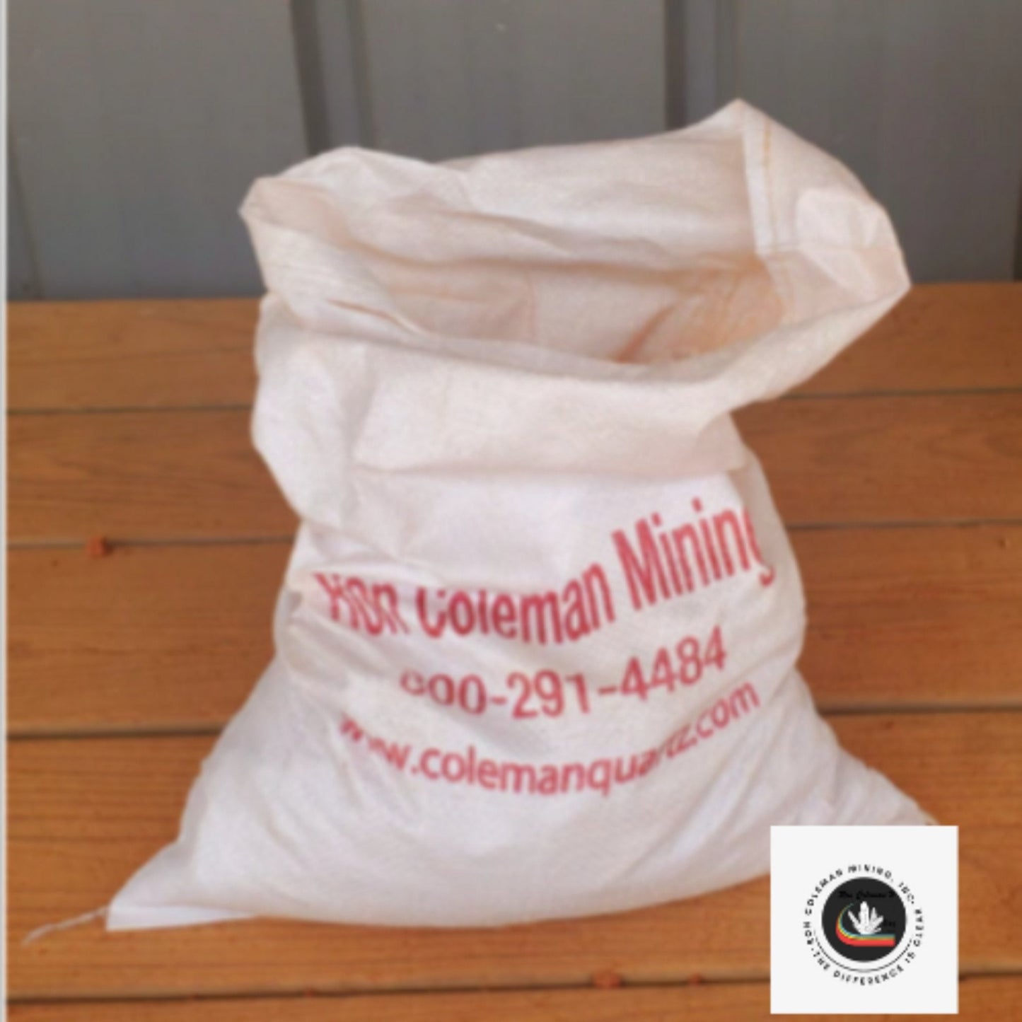 Small bag of quartz mining dirt with crystals