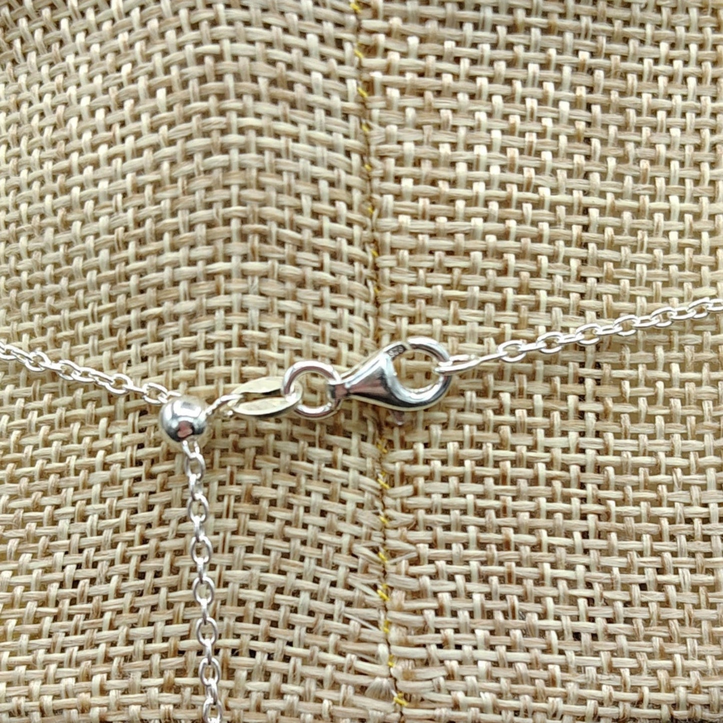 Close up of the Sterling Silver lobster claw clasp