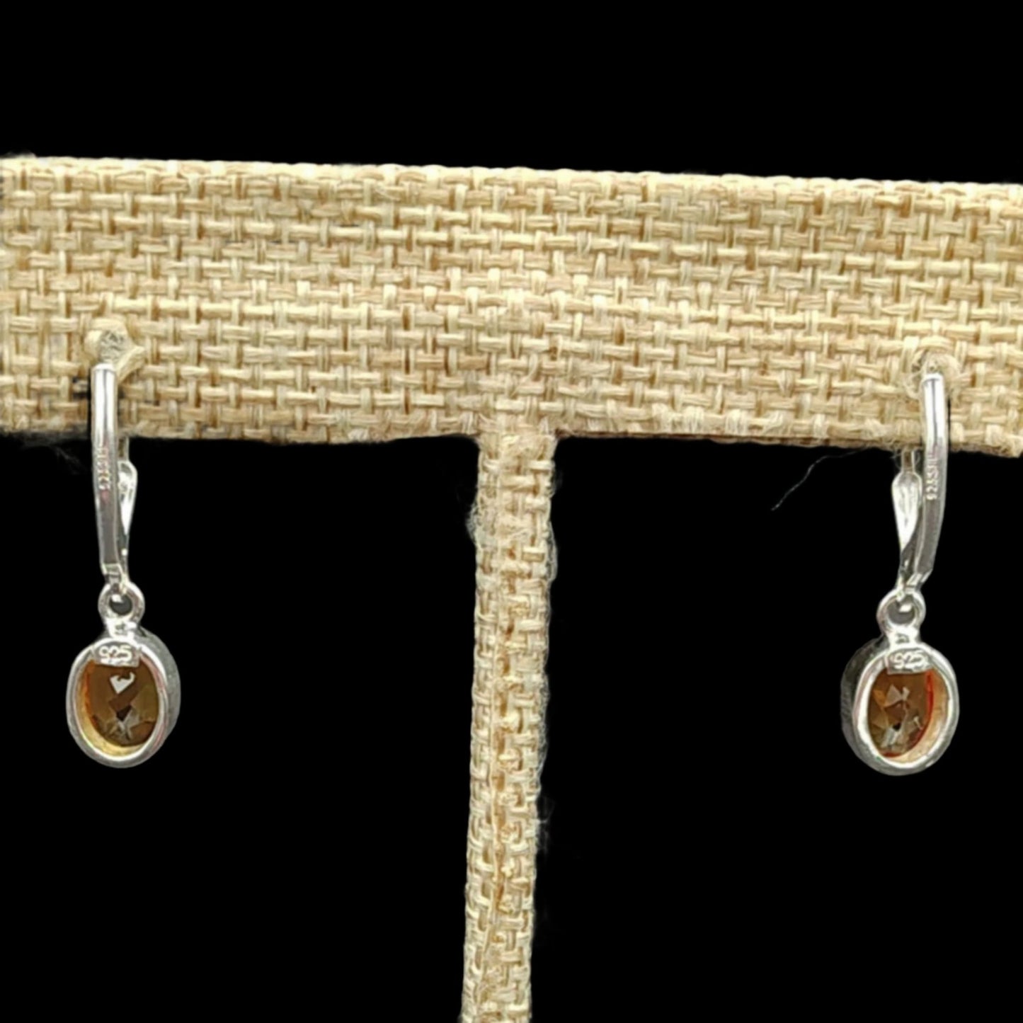 This is the back side view of these Citrine gemstone earrings