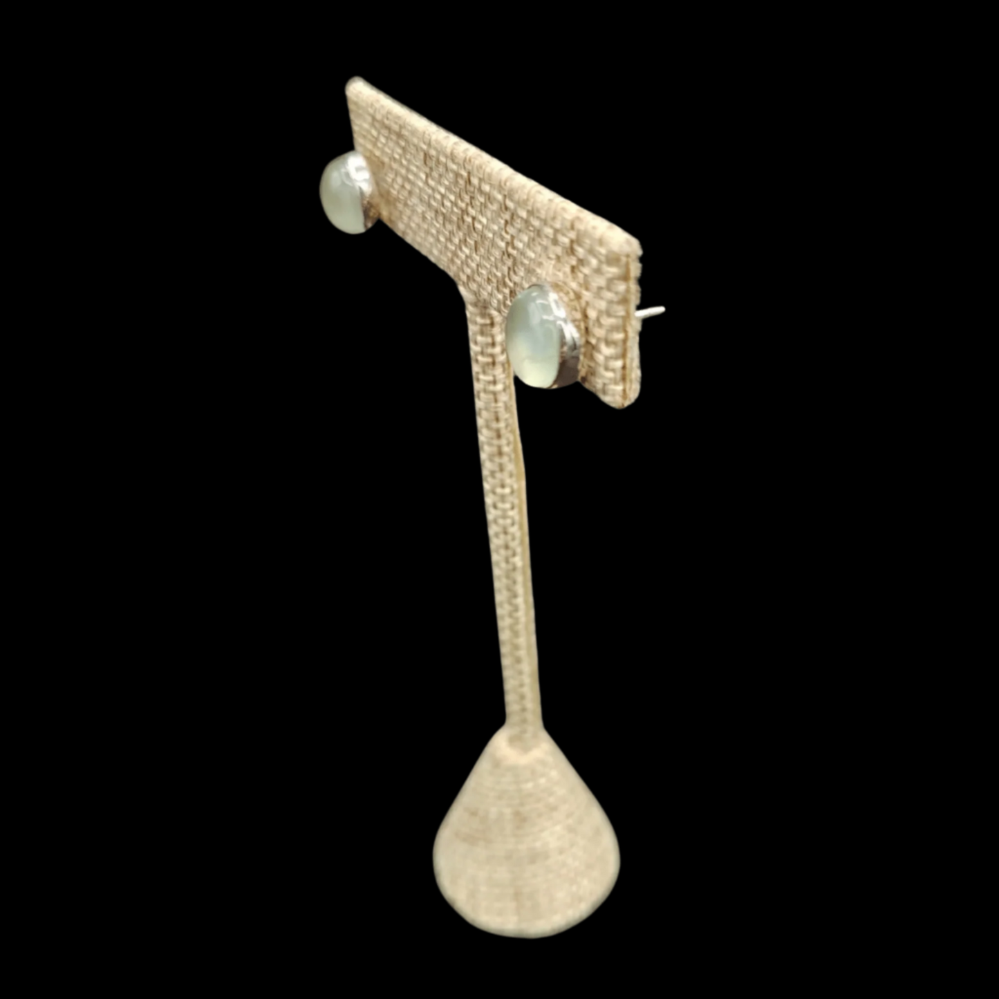 This is the side view of these Sterling Silver green Amethyst gemstone stud earrings