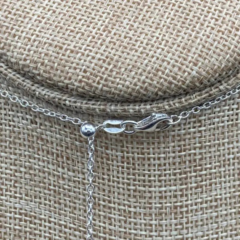 Close Up Of Sterling Silver Adjustable Chain And Lobster Claw Clasp