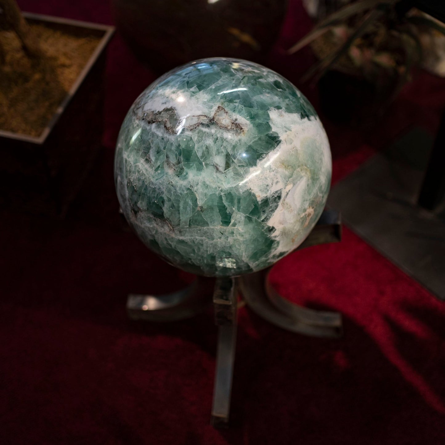 Natural 14 Inch Fluorite Sphere With Display Stand Alternative View