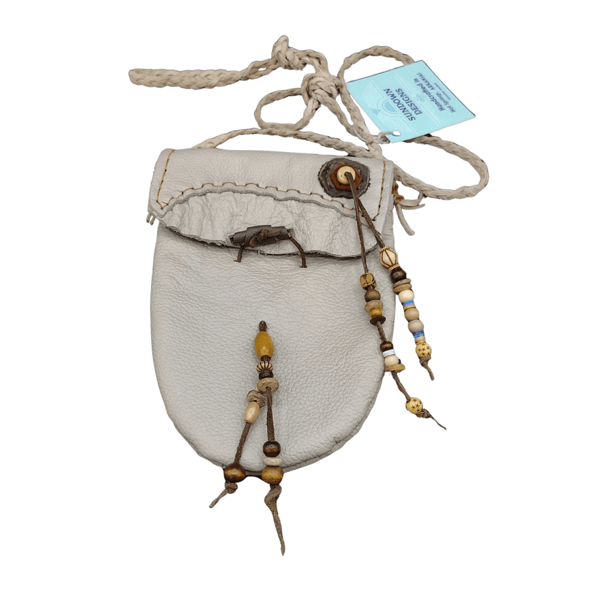 This is the front side of this handmade leather purse