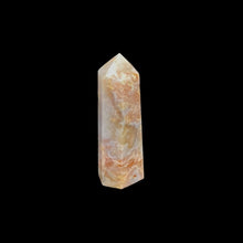 Load image into Gallery viewer, Back Side Of Flower Agate Tower Pink, Ivory, Tan, Gray Swirls 
