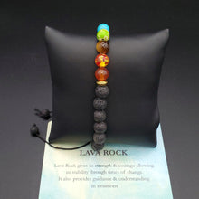 Load image into Gallery viewer, Lava Rock And 7 Chakra Bracelet Adjustable 6.5 to 9 inches

