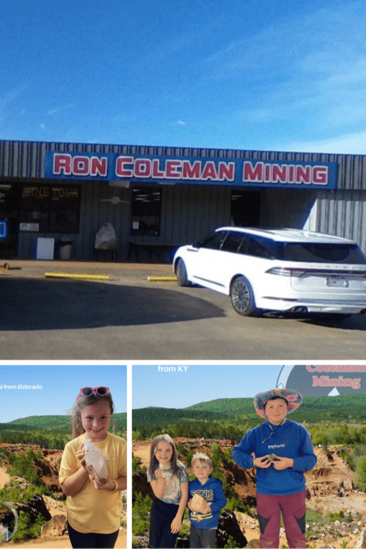 Ron Coleman Gift Shop Children holding crystals found at Ron Coleman Mine