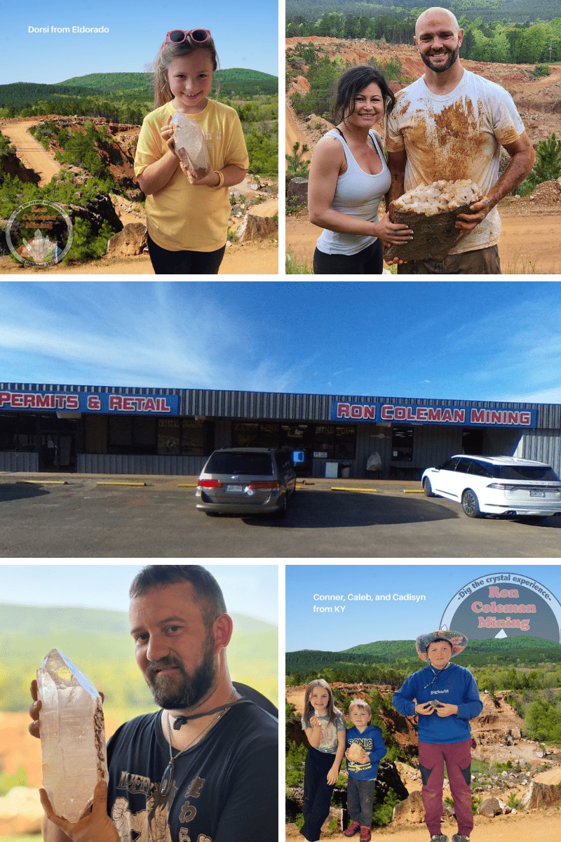 People holding quartz and Ron Coleman Building