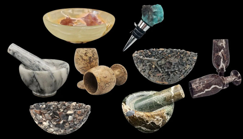 Stone and Mineral Kitchen Implements and Drinkware
