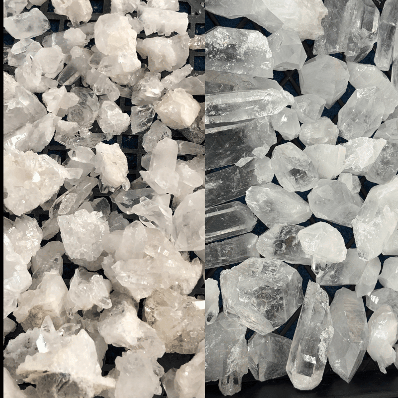 small crystal points on black background