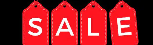 Red Sale Sign with White Letters on Black Background