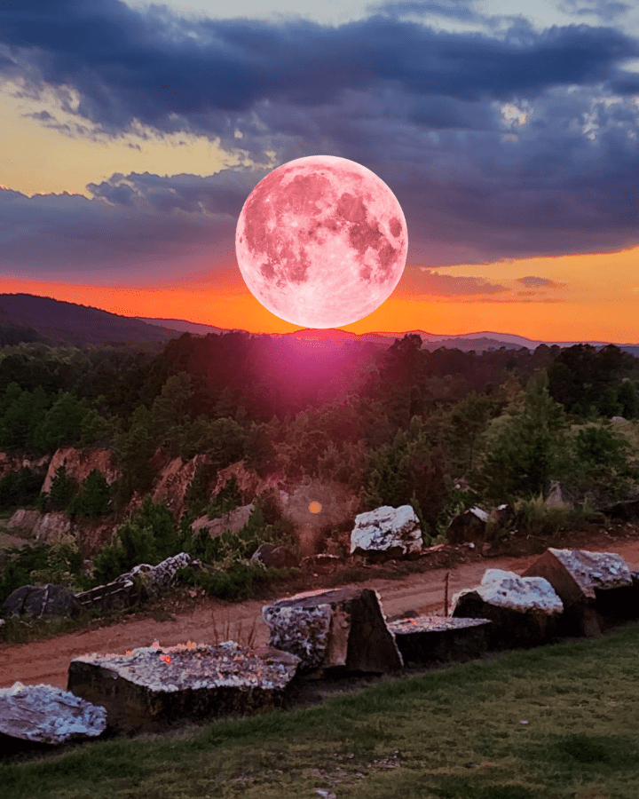 Strawberry Moon Over The Mine