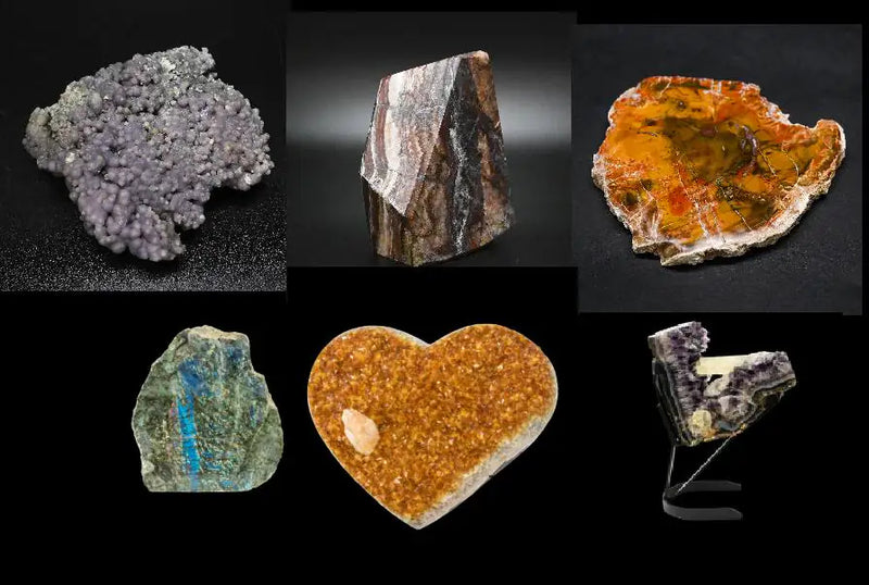 Citrine Heart, Fluorite Slab, Unique Rock Specimens - Ron Coleman Mining