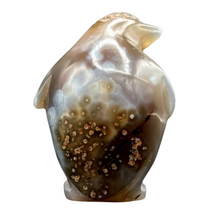 Load image into Gallery viewer, Back Side Of f Small Cream And Brown Agate Penguin figurine Home Decor
