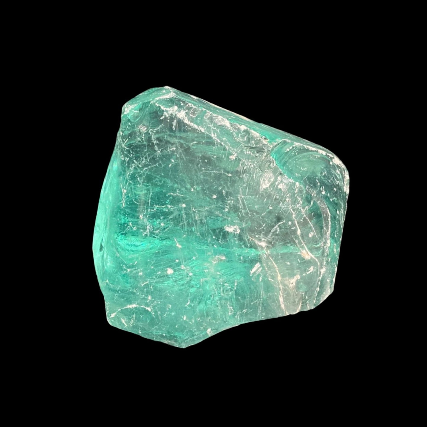 Large blue green single piece of slag