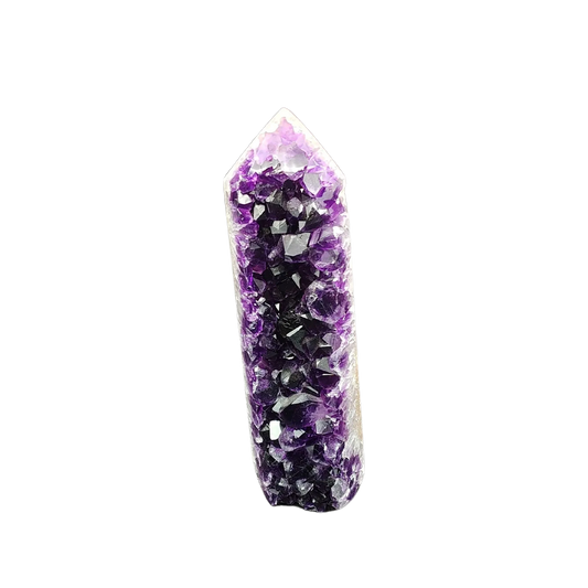 This is the front side of this purple Amethyst tower