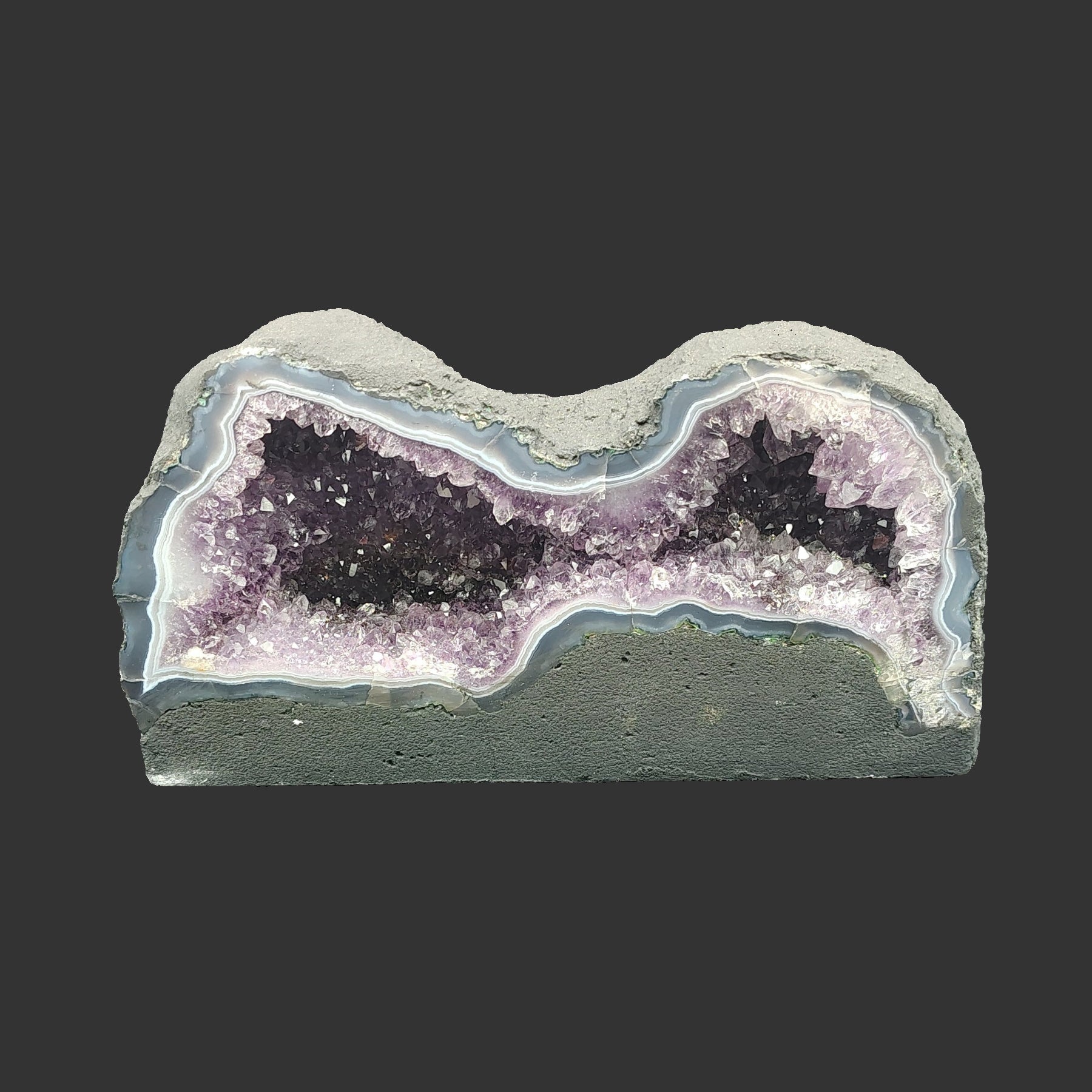 This is the front view of this amethyst cathedral