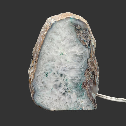 This is the front view of this blue agate lamp.