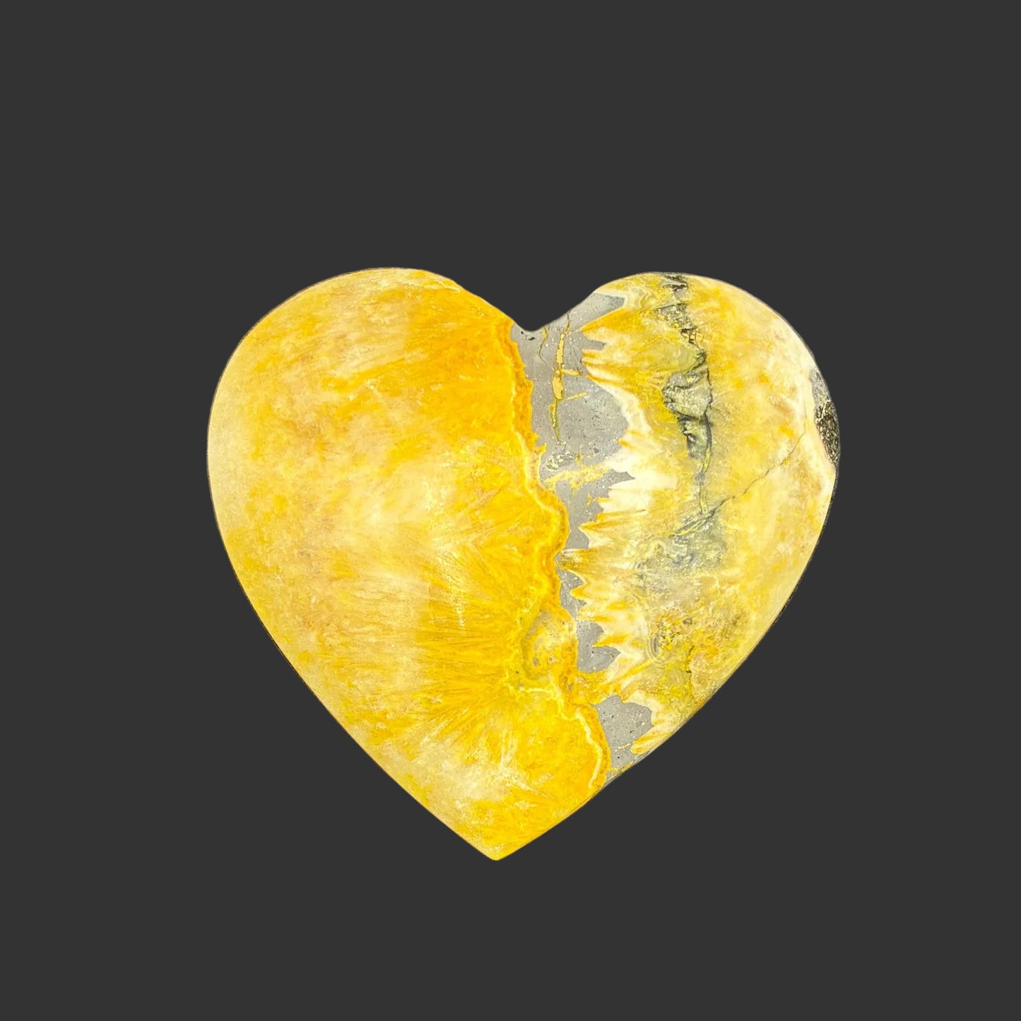 This is the front side of this polished bumblebee jasper heart.