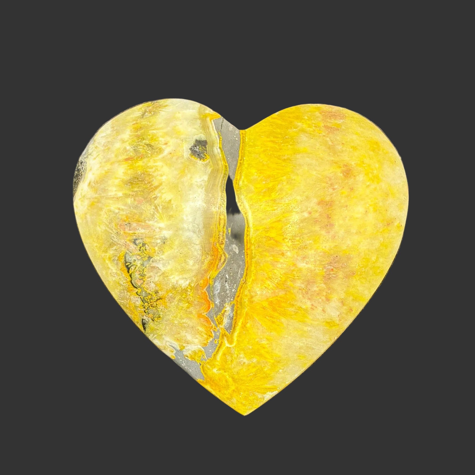 This is the back side of this polished bumblebee jasper heart.