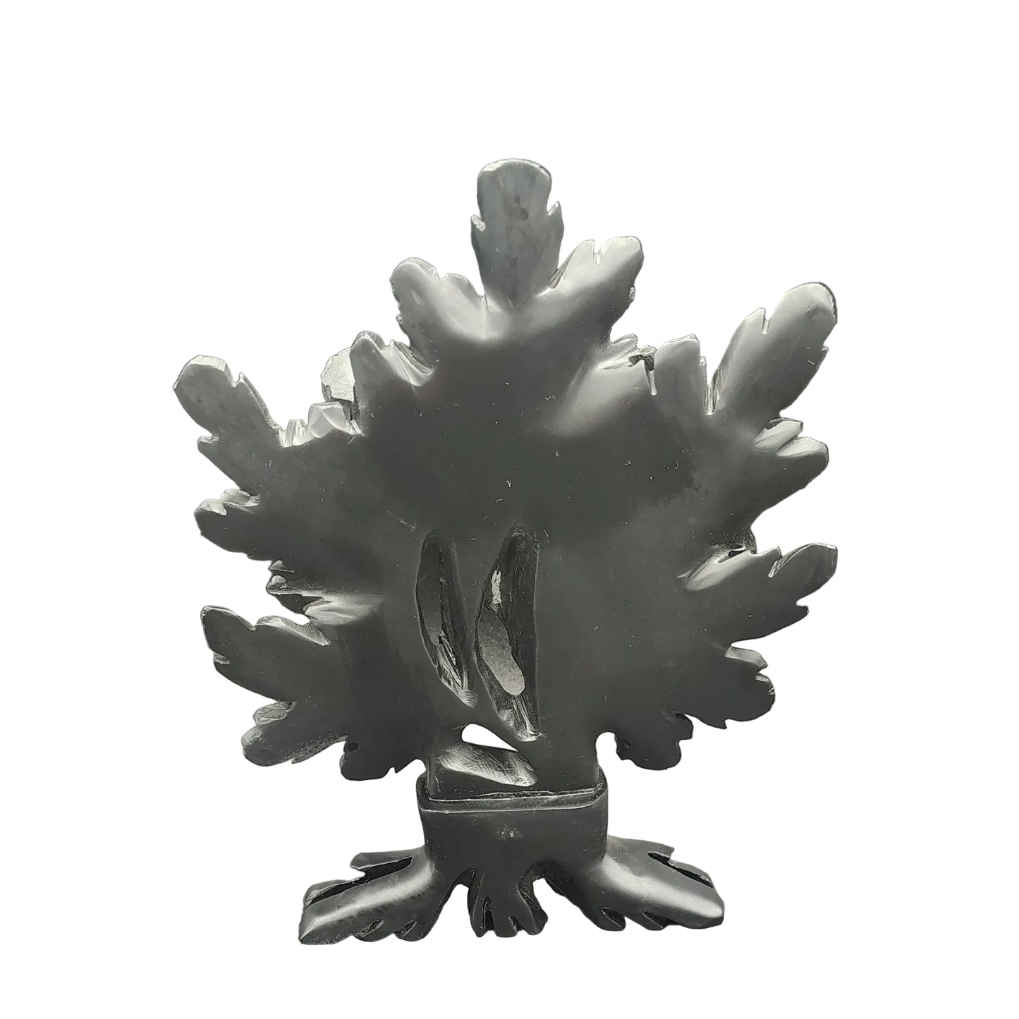 This is the back side of this Chrysanthemum flower sculpture, all black in color.