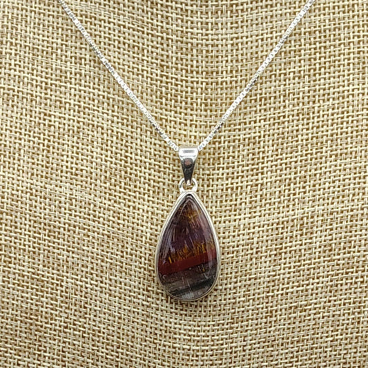 This is a close up of this Sterling Silver Cacoxenite Amethyst pendant