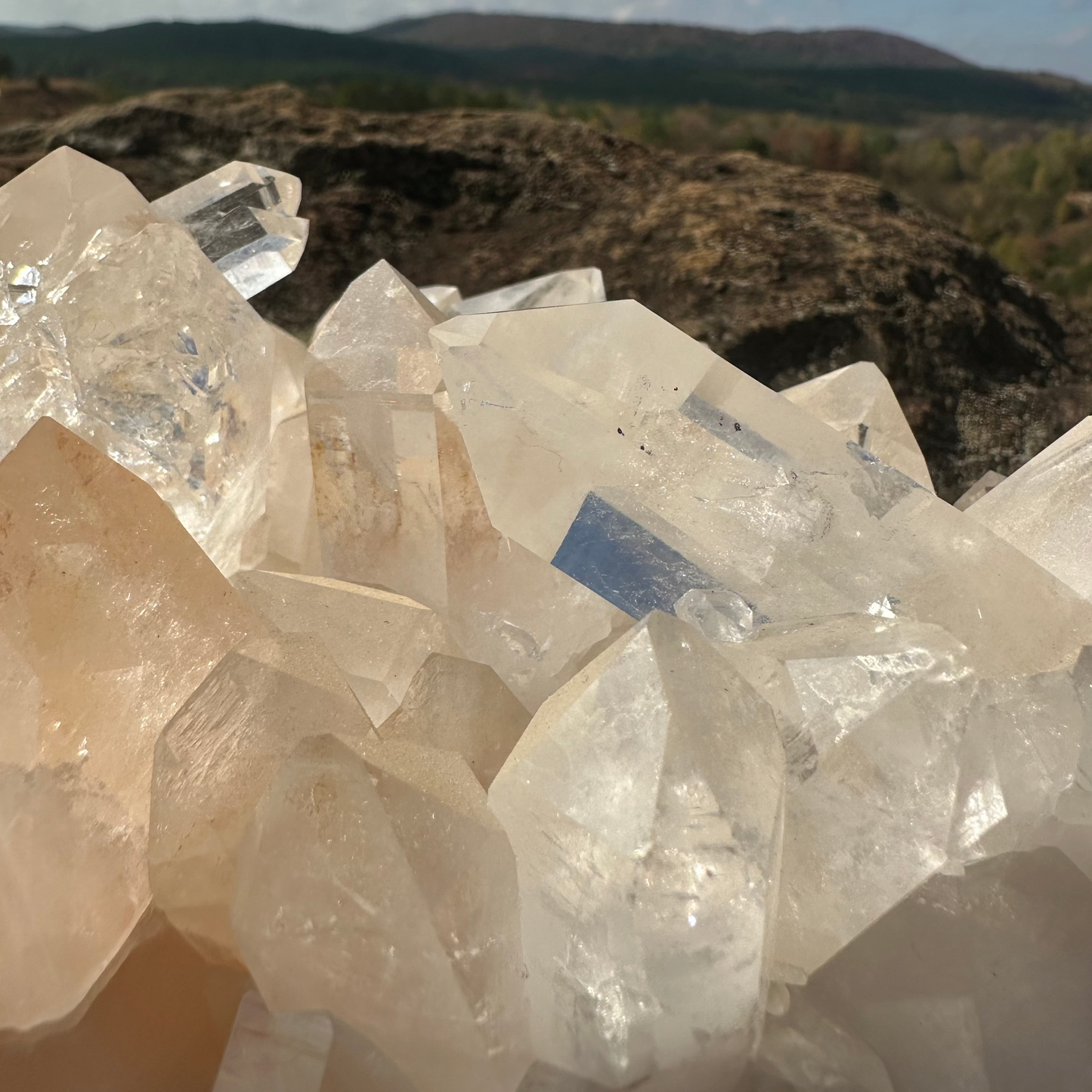 Close Up Of Points On Arkansas Clear Crystal Cluster From Ron Coleman Mine